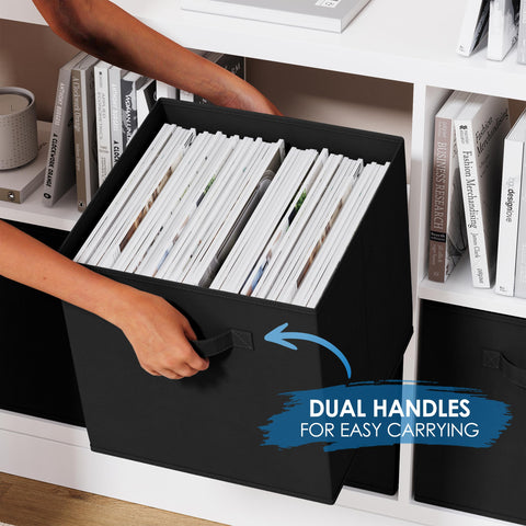 Storage bin with reinforced handles by NEATERIZE for easy transport