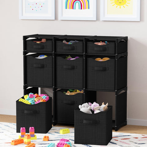 Small storage cubes offer versatile compartments for accessories and seasonal items.