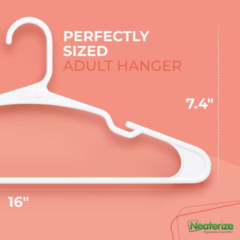 NEATERIZE plastic hangers save closet space with a slim, sturdy profile