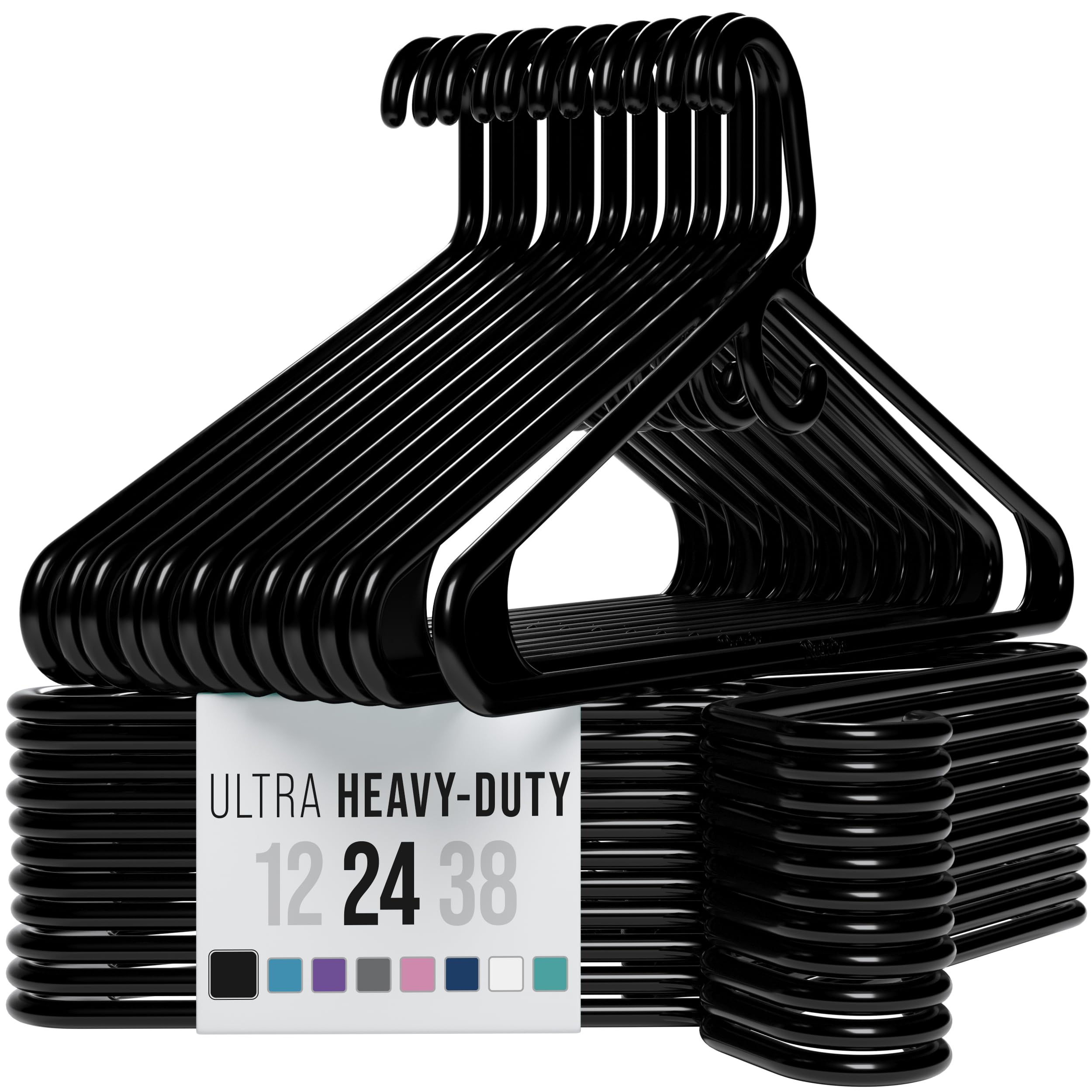 NEATERIZE thick heavy-duty hangers in black keep coats organized and secure