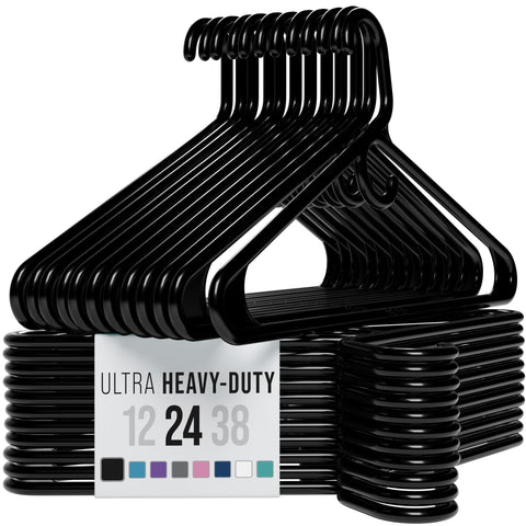 NEATERIZE thick heavy-duty hangers in black keep coats organized and secure