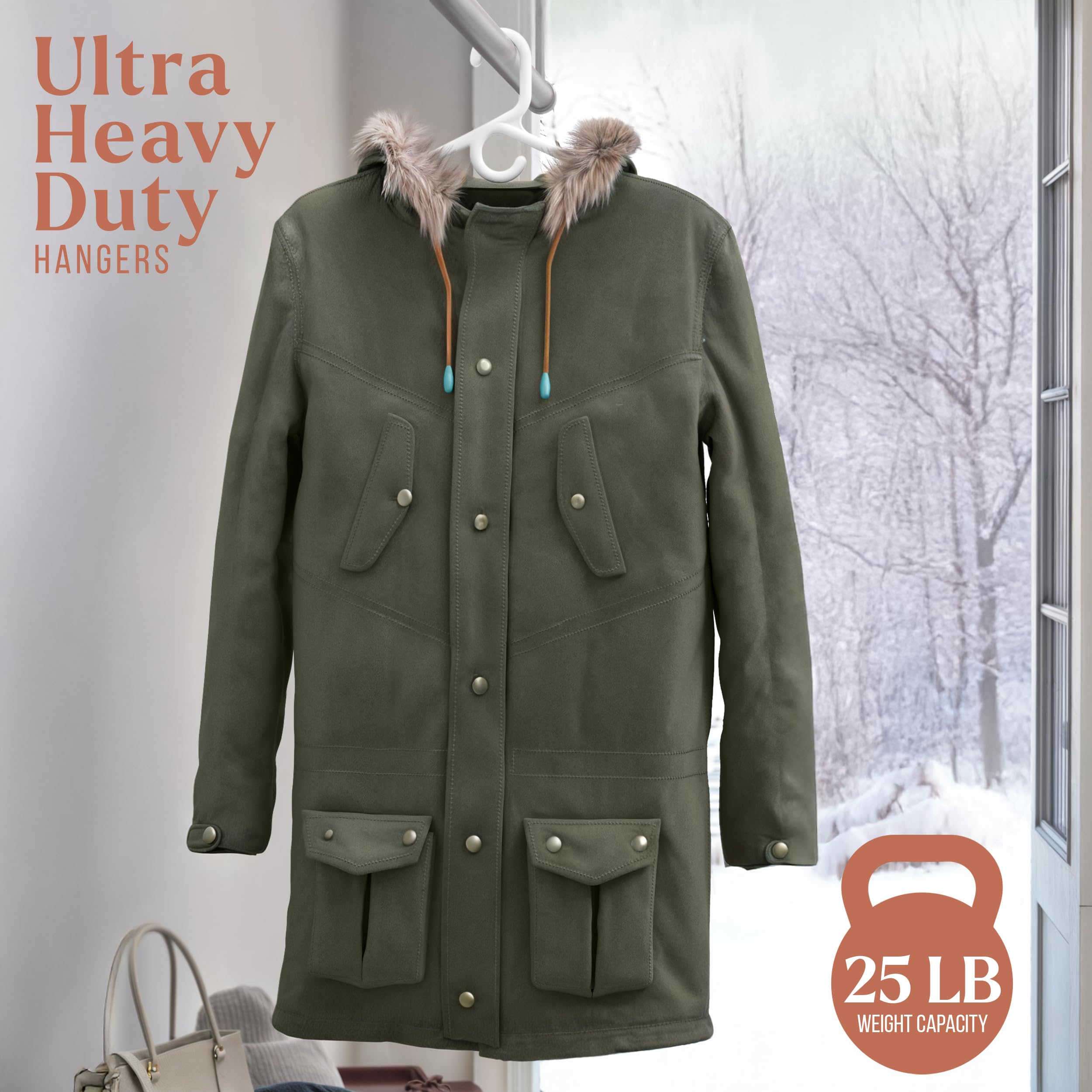 NEATERIZE white hangers for coats and jackets, preserve shape and reduce slipping.