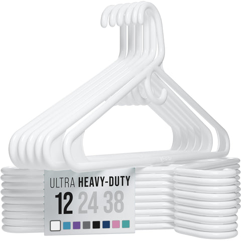 NEATERIZE thick heavy-duty hangers in white pack of 12 for durable closet organization