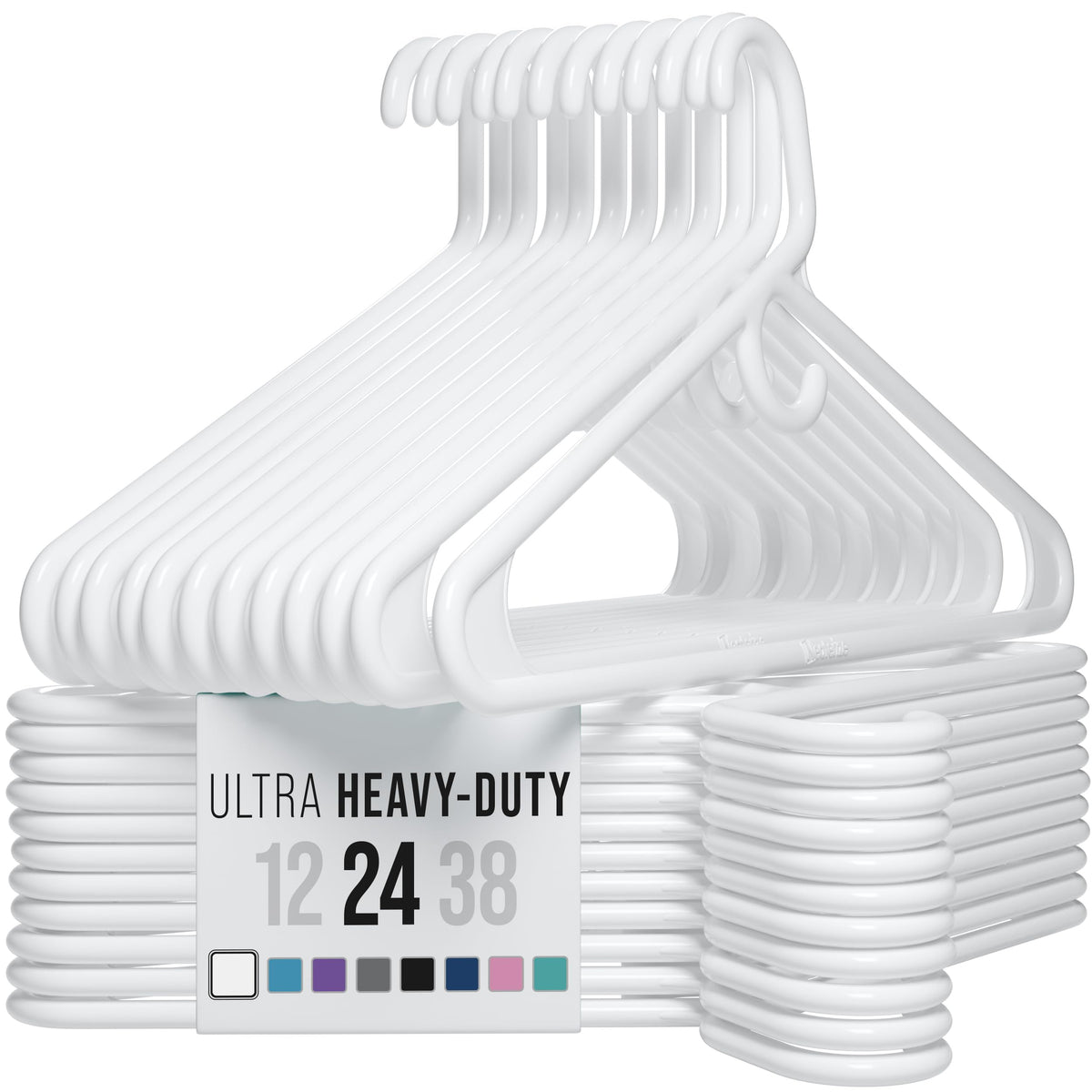 NEATERIZE thick heavy duty coat hanger provides sturdy support for bulky garments.