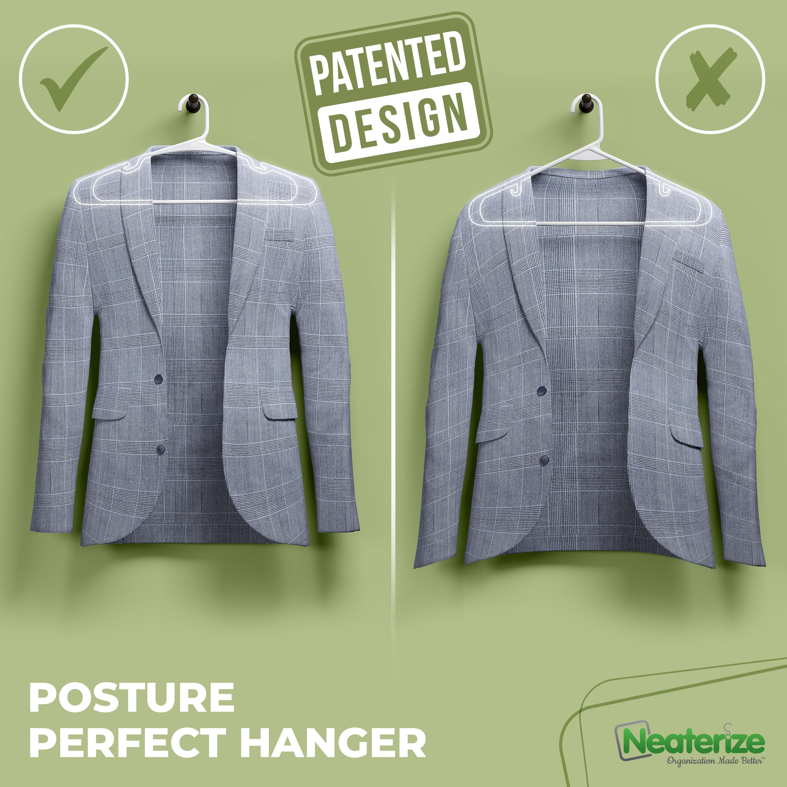 NEATERIZE white hangers offer color options to boost closet organization and style
