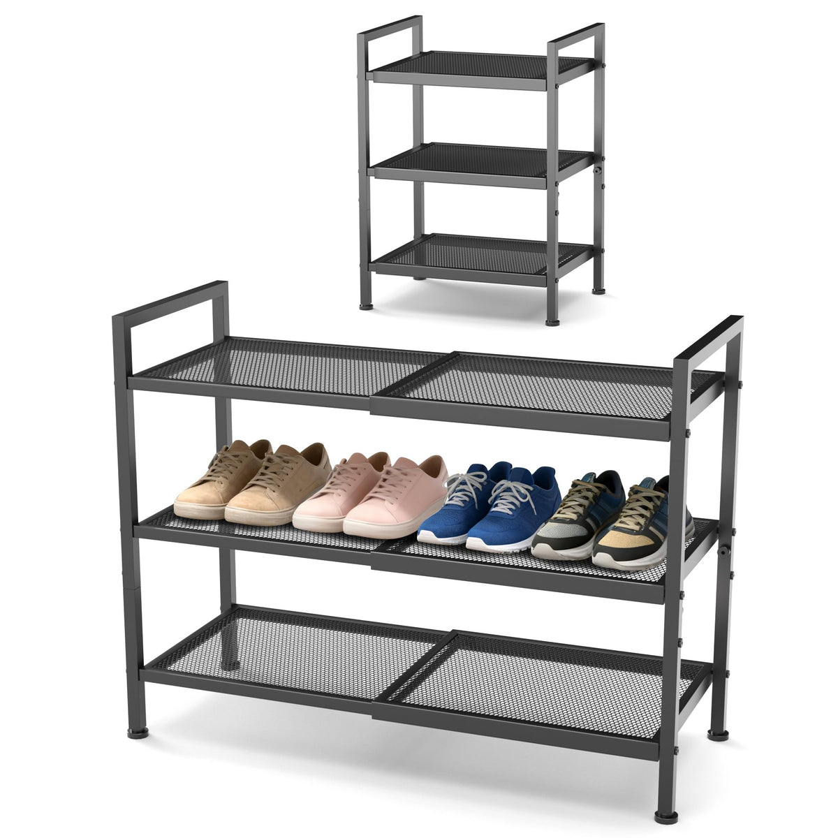 Neatevday 3-tier shoe rack extended width for larger closets and more storage