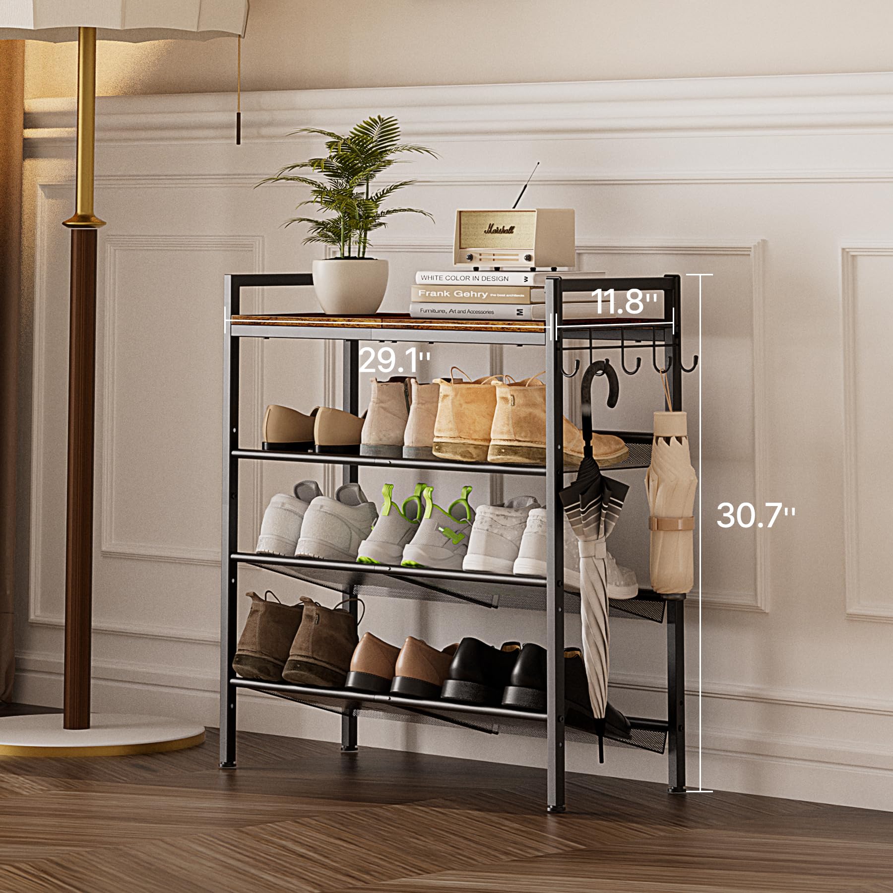 Neatevday 4-Tier Shoe Rack top view demonstrates open design
