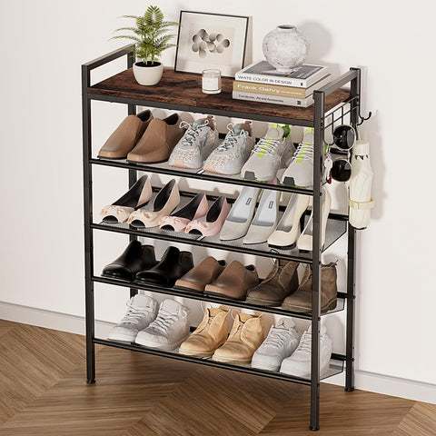 neatevday 5-tier shoe rack with spacious shelves for organized footwear.
