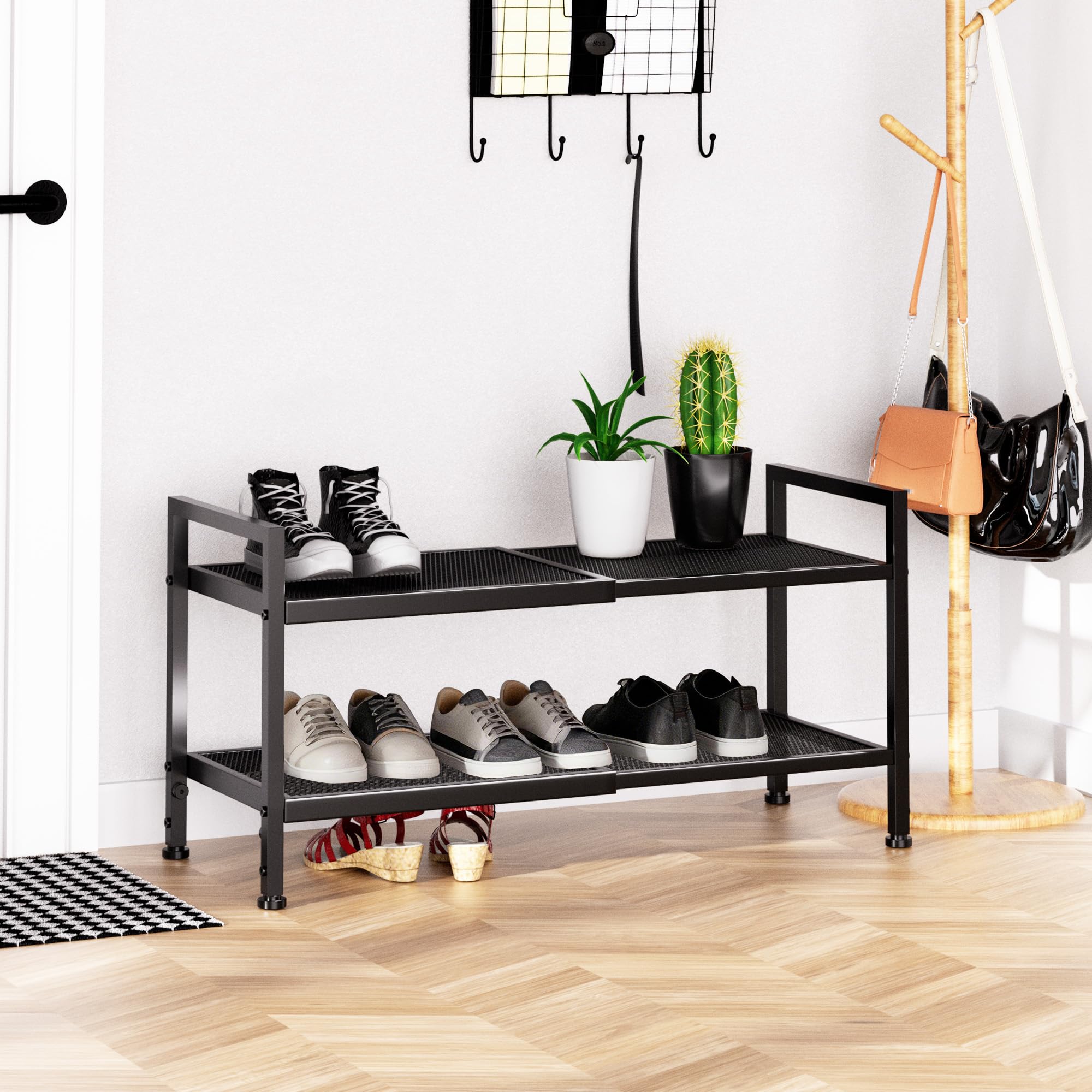 neatevday entryway shoe organizer on floor by door
