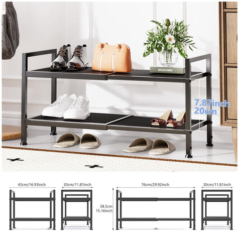 neatevday expandable metal shoe rack shown in modern hallway