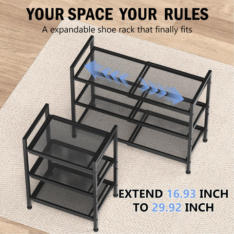 Neatevday metal shoe organizer grid supporting heels and sneakers securely