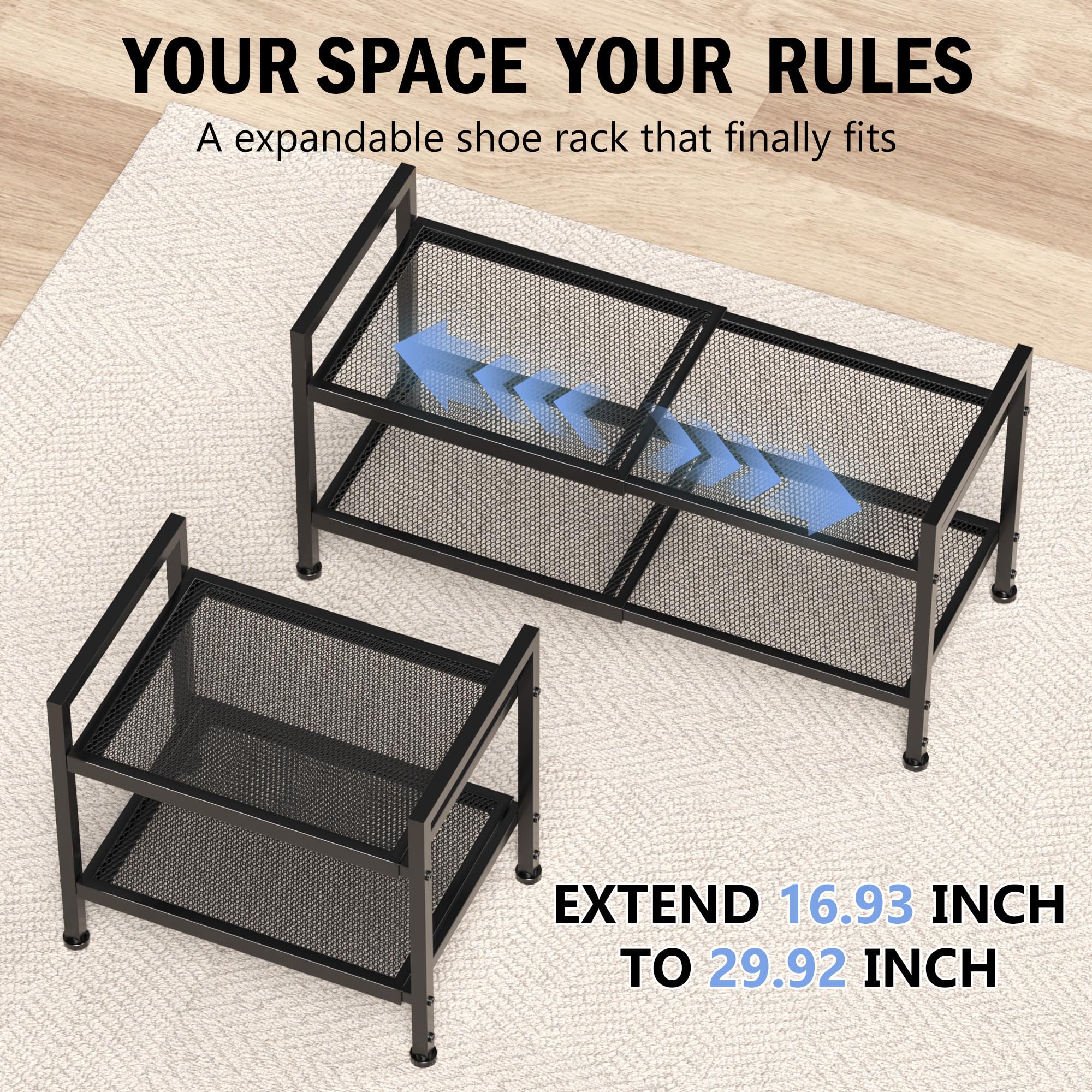 neatevday heavy-duty build shoe rack with mesh shelves