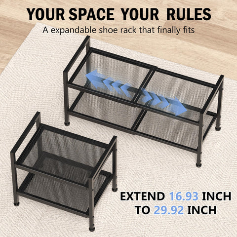 neatevday heavy-duty build shoe rack with mesh shelves