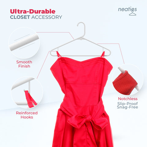 Neaties 6lb capacity hanger supports daily shirts and outerwear.