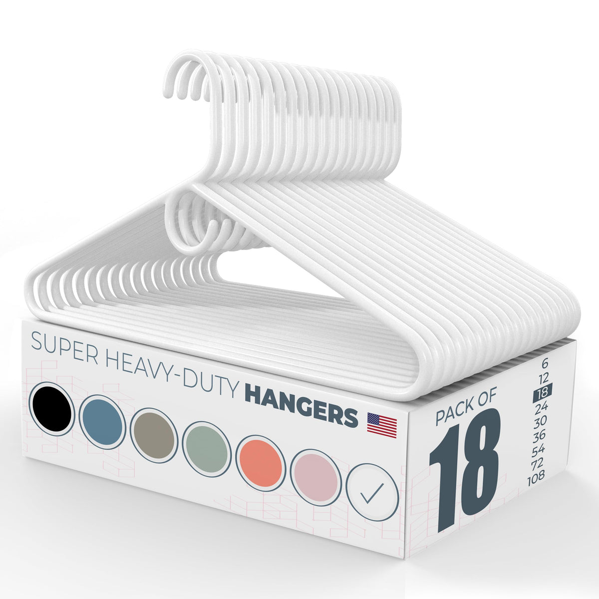 Neaties heavy-duty hangers 18-pack with 10lb capacity for coats and jackets