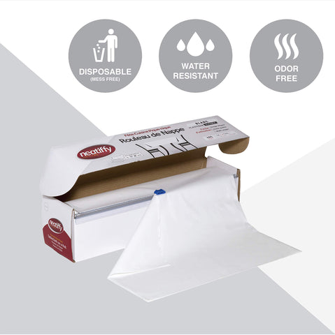 Neatiffy disposable tablecloth is easy to roll up and dispose