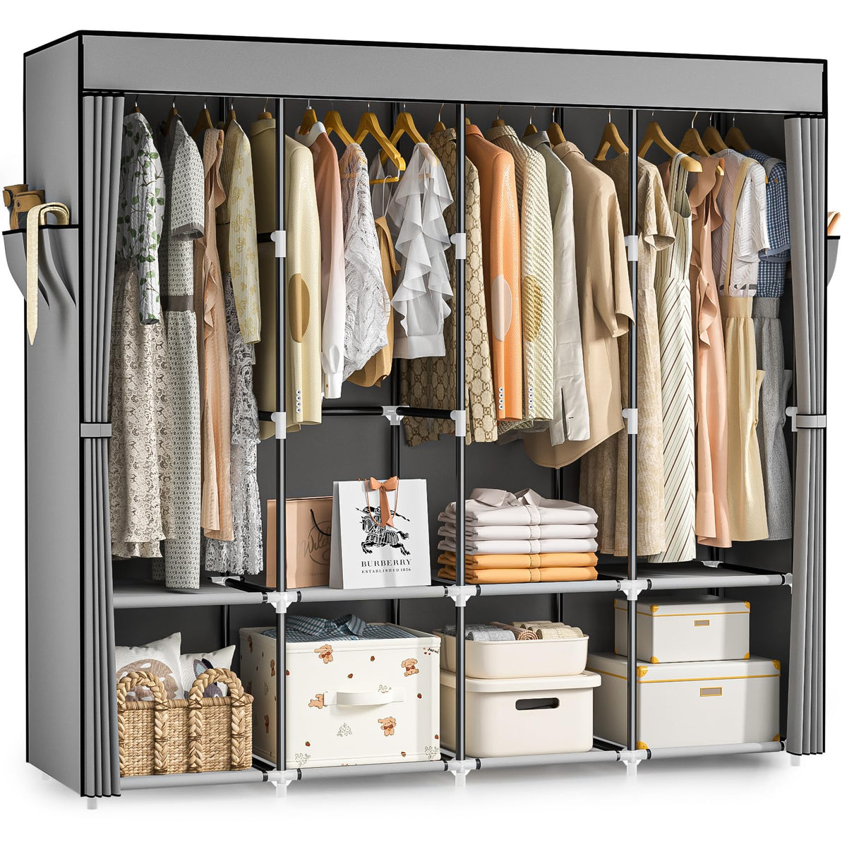Neatrays portable closet with 66-inch capacity for organized clothing storage