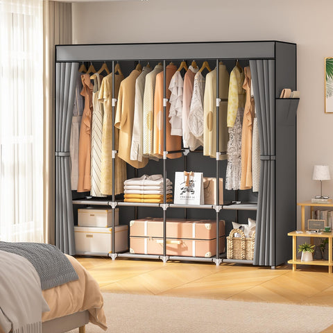 Neatrays wardrobe featuring four hanging rods for coats and dresses