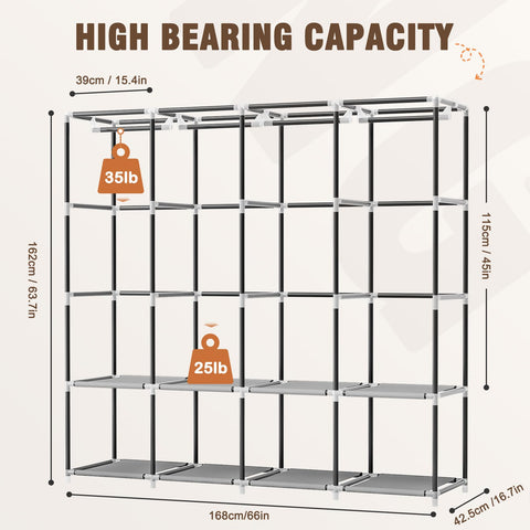 Neatrays wardrobe with eight shelves for folded items and shoes