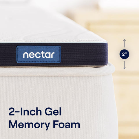 Nectar Soft Topper 2in memory foam close-up shows pressure-distributing layers