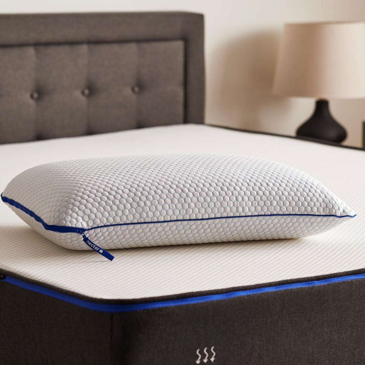 Nectar Tri-Comfort Cooling Pillow top view shows adjustable firmness