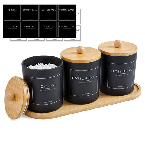 NEECZS qtip holder bathroom set jar with lid keeps cotton swabs organized.
