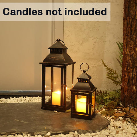 NEEDOMO bronze candle holder lantern suitable for indoor tables