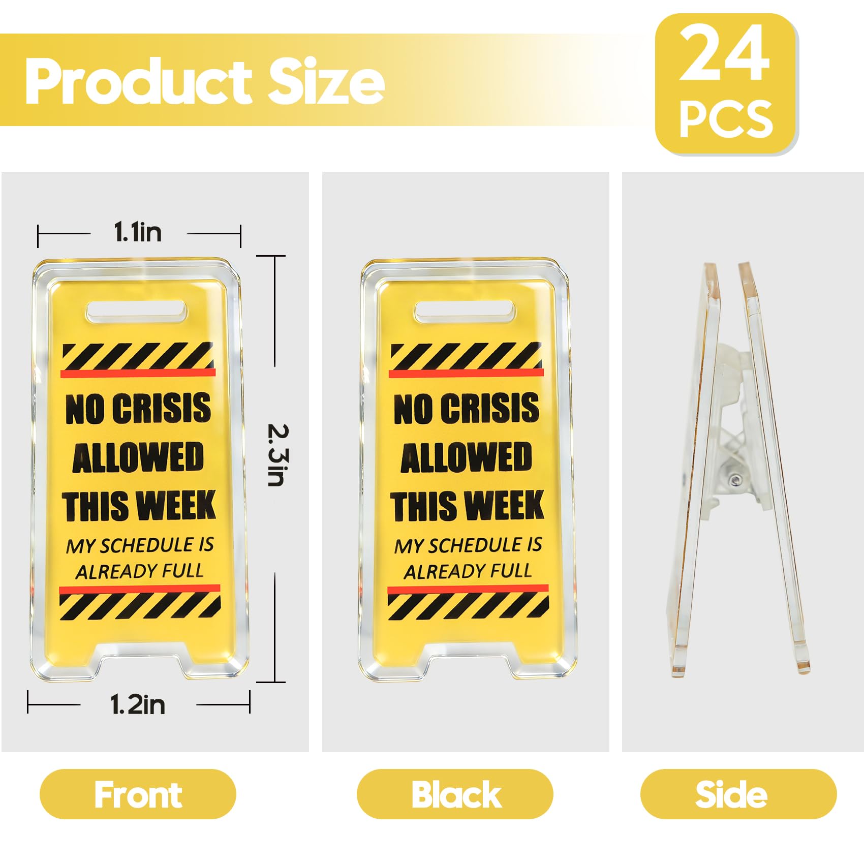 NefosLeuki yellow caution desk sign adds playful motivation for coworkers at the office.