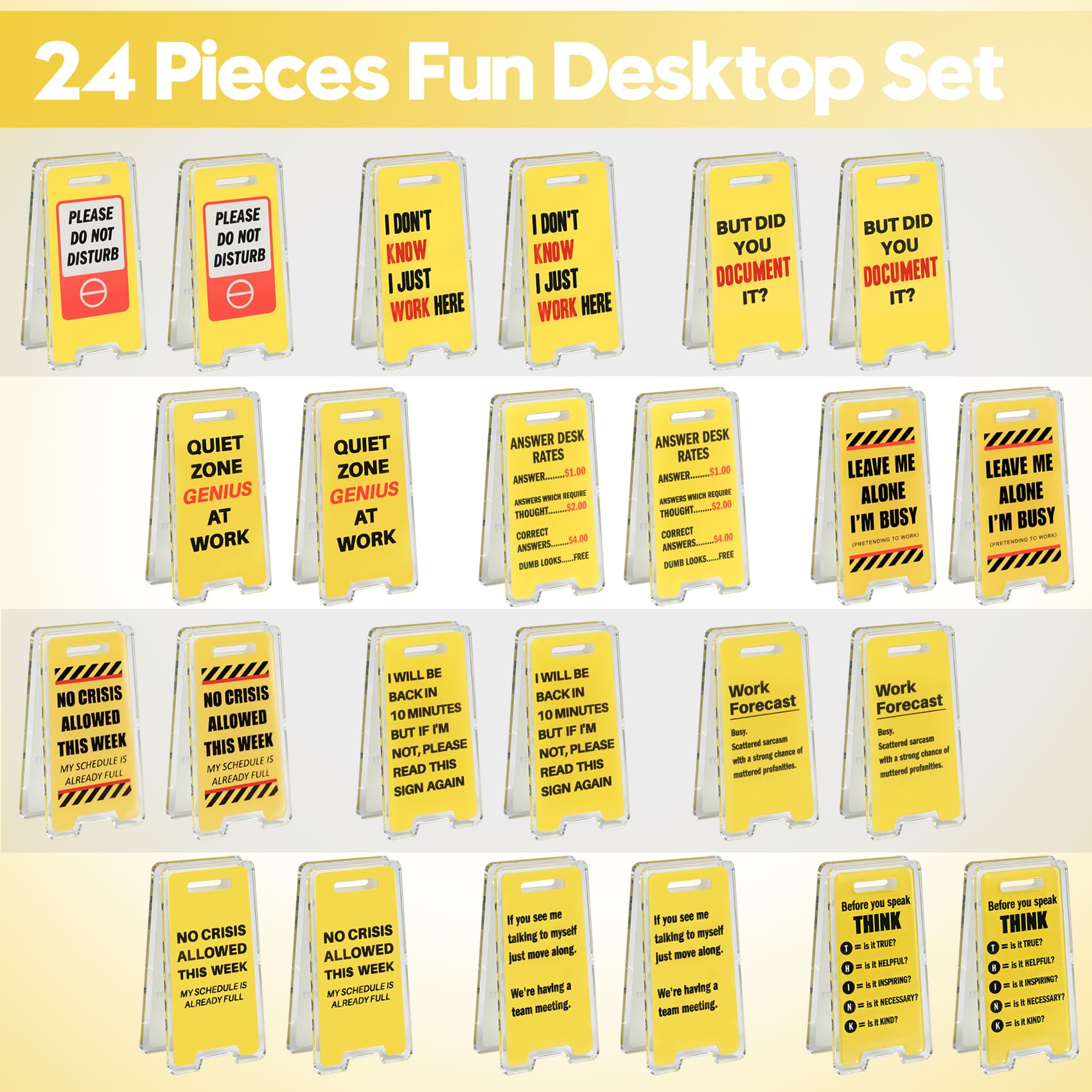 NefosLeuki creative desk signs add light-hearted stress-relief to daily work.