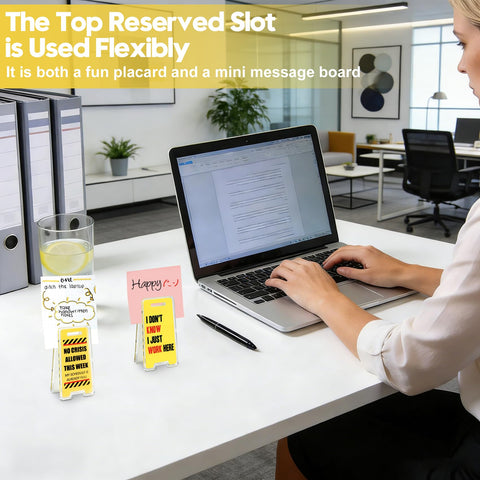 NefosLeuki signs are ready to use—no installation required on any desk.