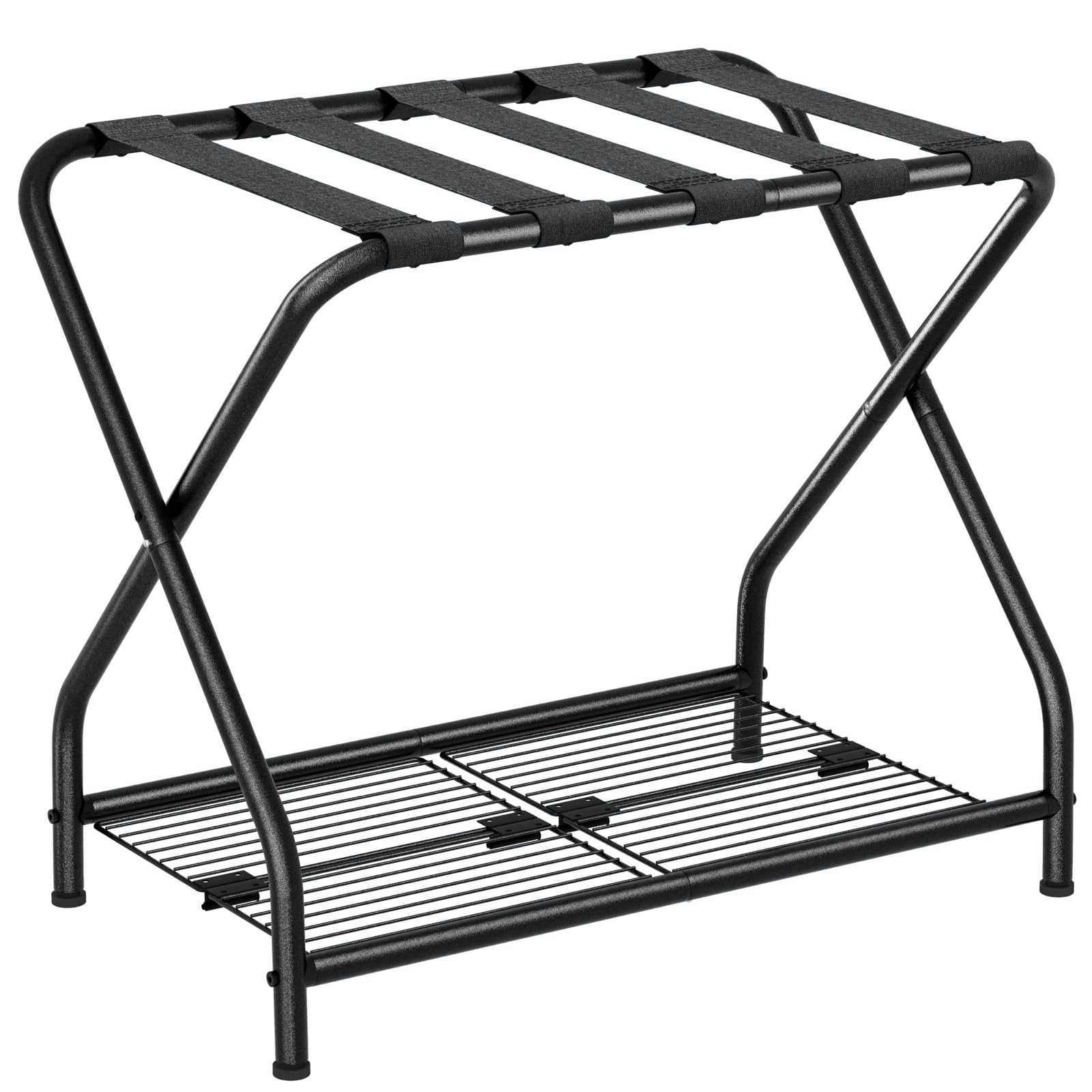 NEFROM luggage rack stand top view showing sturdy support for heavy suitcases.