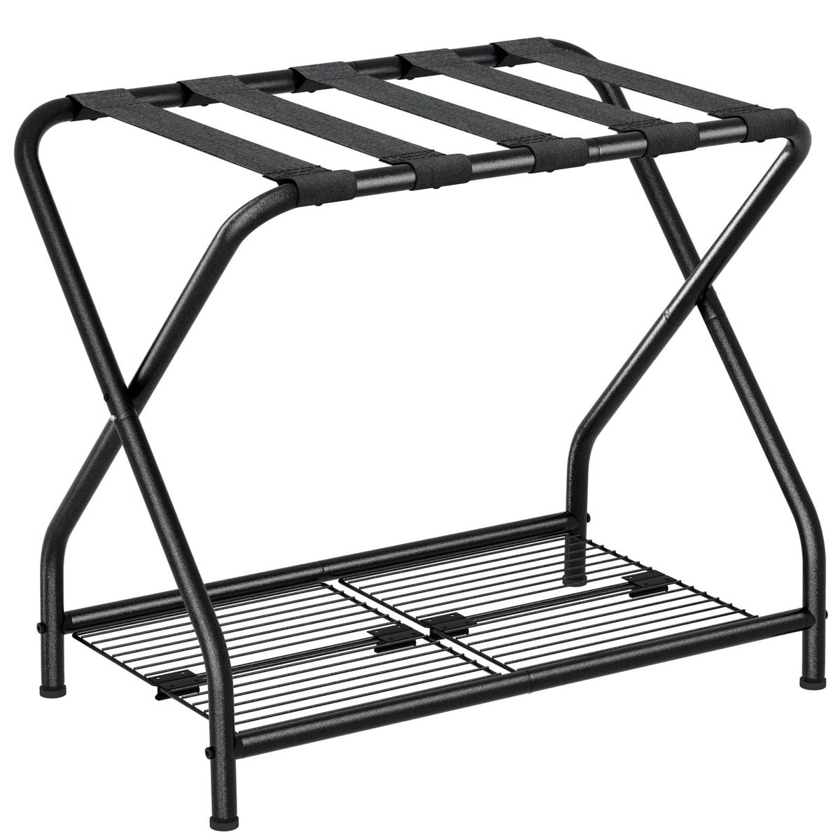 NEFROM luggage rack stand top view showing sturdy support for heavy suitcases.