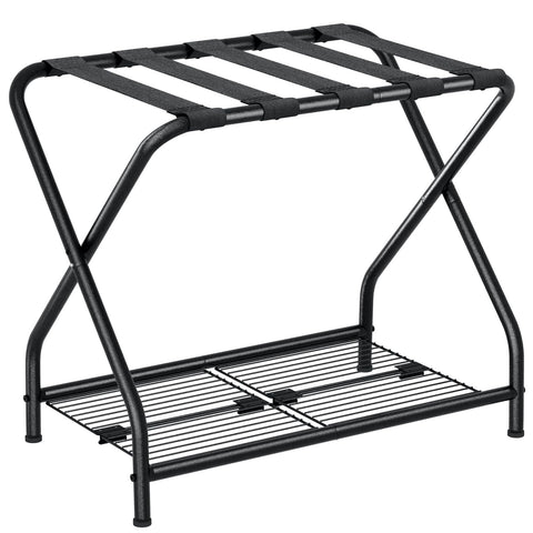NEFROM luggage rack stand top view showing sturdy support for heavy suitcases.