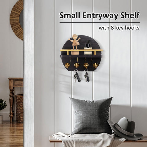 Nekon entryway setup featuring shelf use and hooks for everyday items.