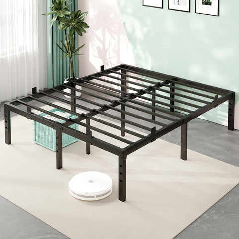 Nelaukoko queen bed frame in sturdy metal provides durable nightly support.