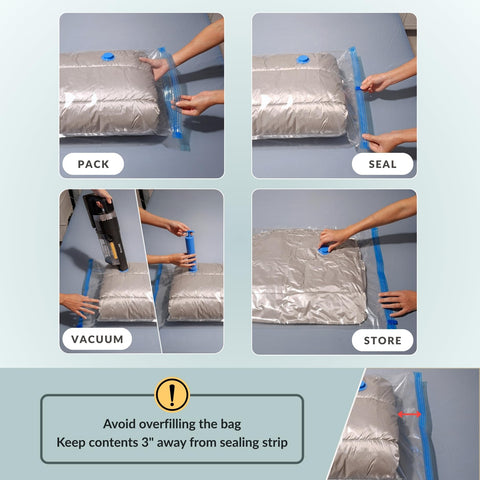 Nellivia vacuum bags keep pillows and sweaters neatly compressed in closets
