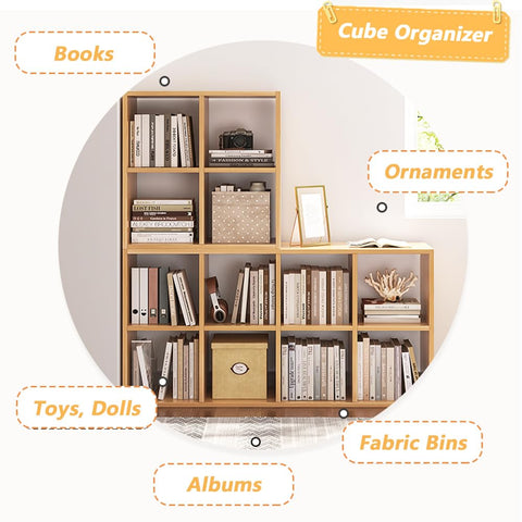 NELYE 6 Cube Organizer Bookcase fits standard fabric bins up to 11 inches