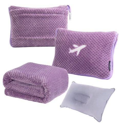 Nenolix 3-in-1 travel blanket and pillow set folded inside the compact pouch.