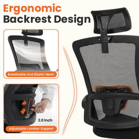 NEO CHAIR adjustable headrest supports neck alignment for focused work.