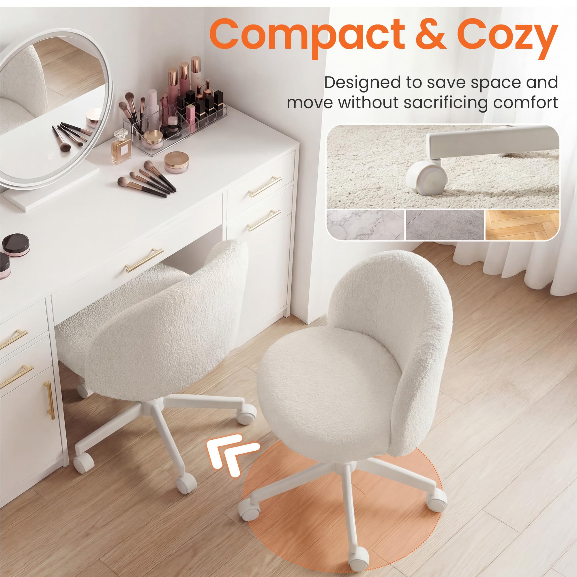 NEO CHAIR adjustable height and 360-degree swivel boost versatility.