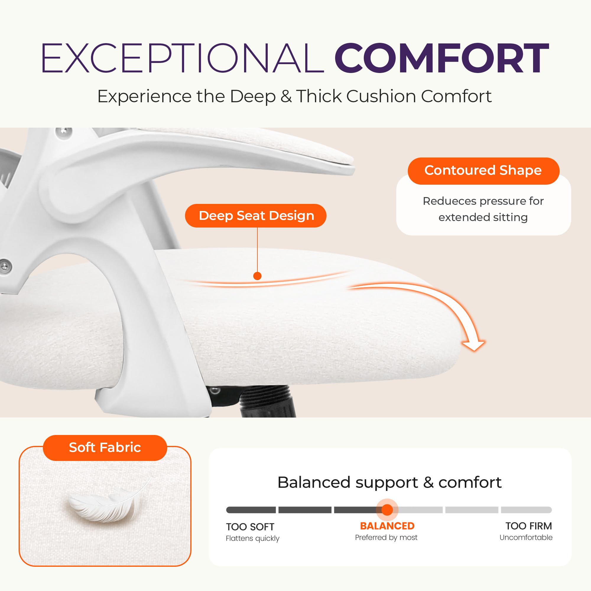 Neo Chair adjustable height enhances fit for desks and vanity surfaces.
