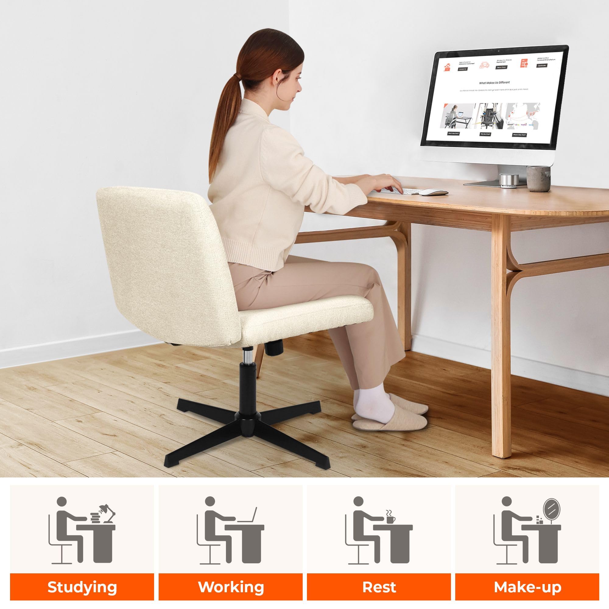 NEO CHAIR backrest and wood inner support; beige ergonomic comfort.
