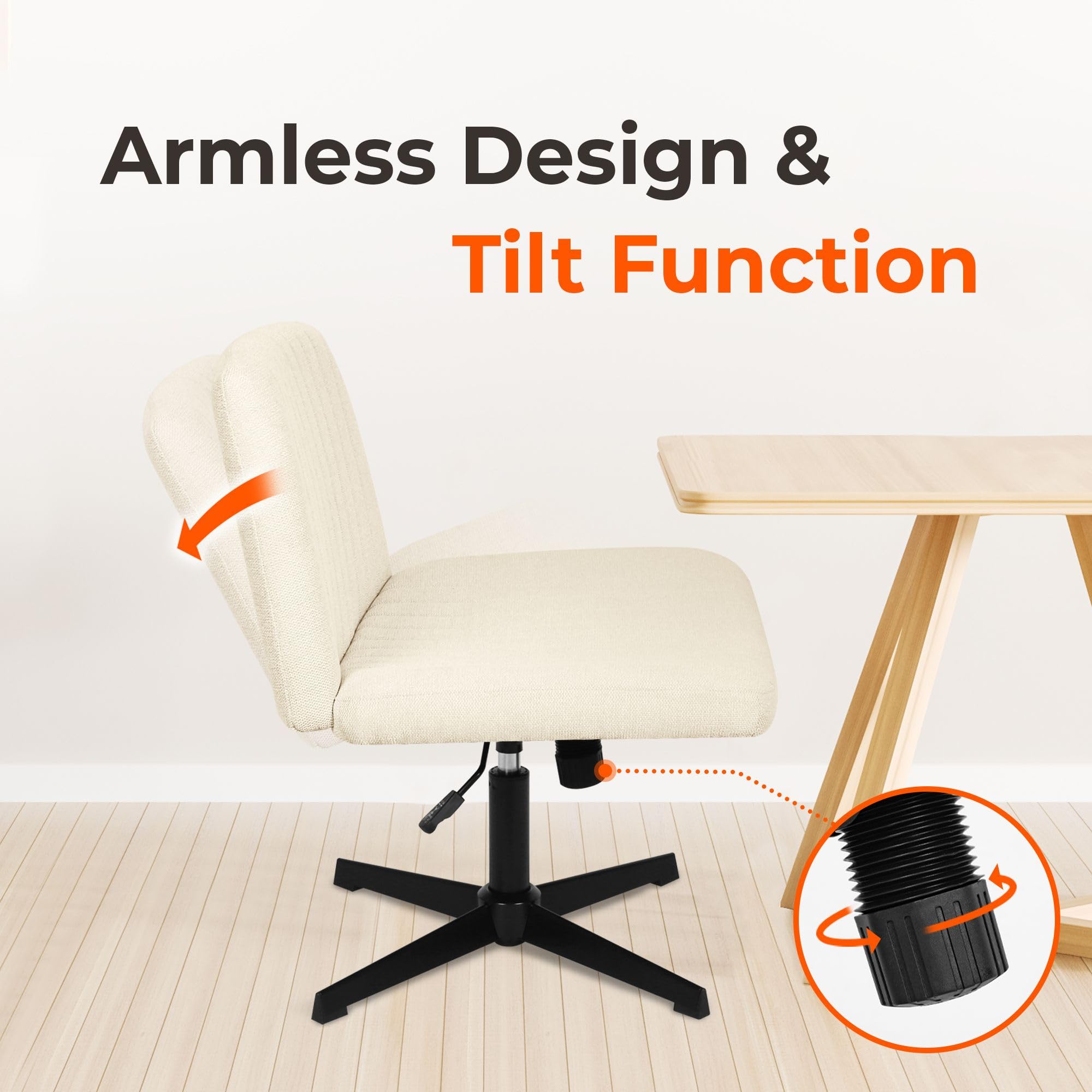 NEO CHAIR non-slip pads; beige base protect floors during movement.