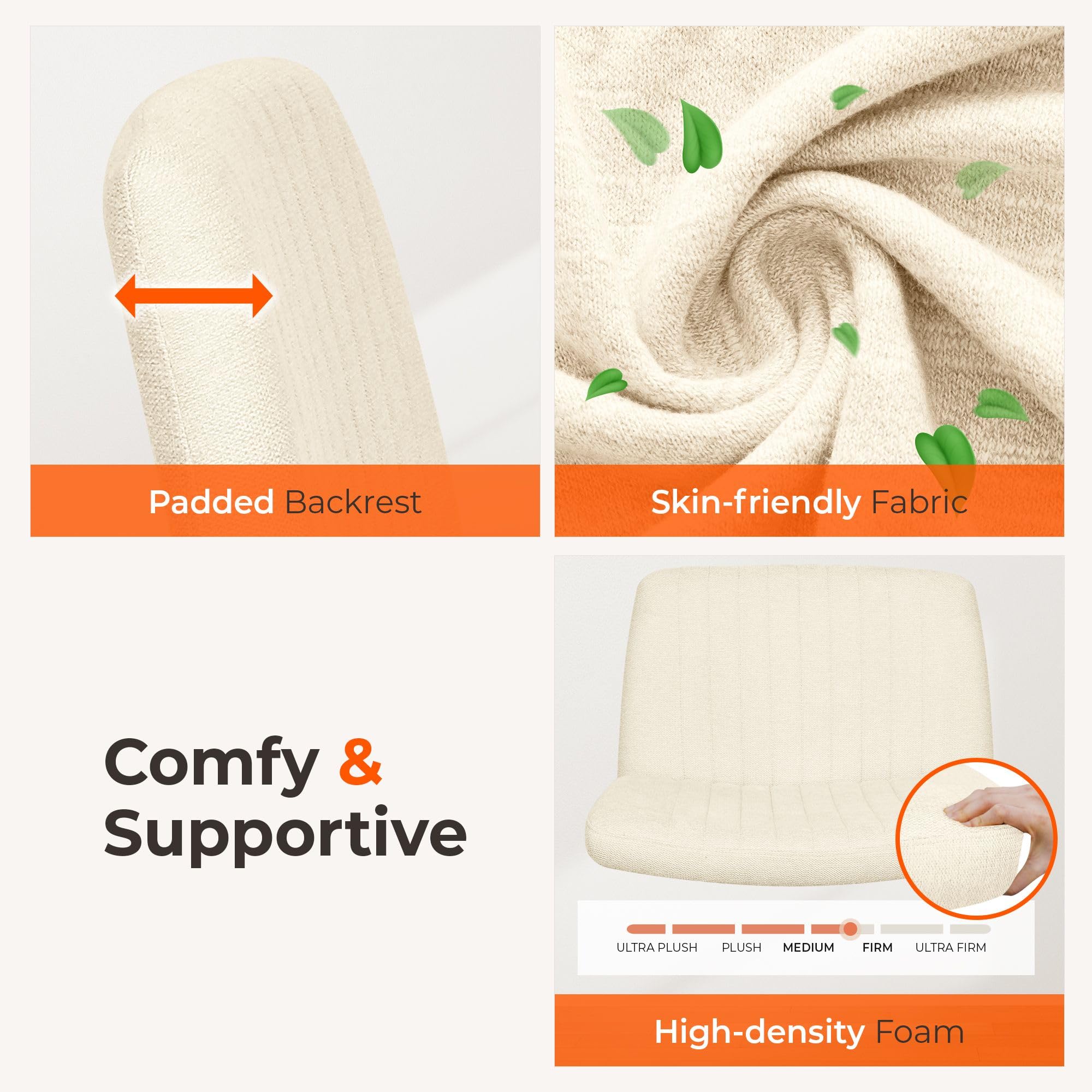 NEO CHAIR tilt-function feature; beige design supports posture during tasks.