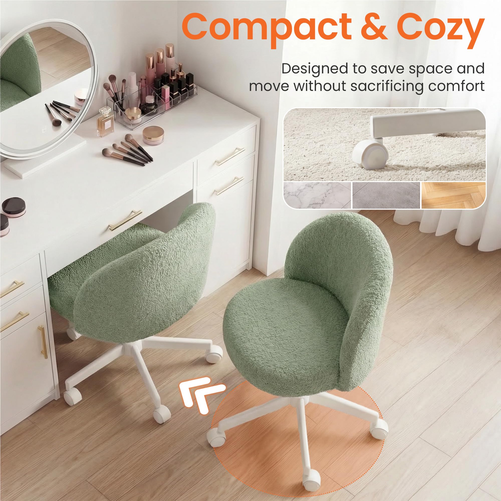 Neo Chair durable steel base with gas lift supports stable seating up to 300 lbs.