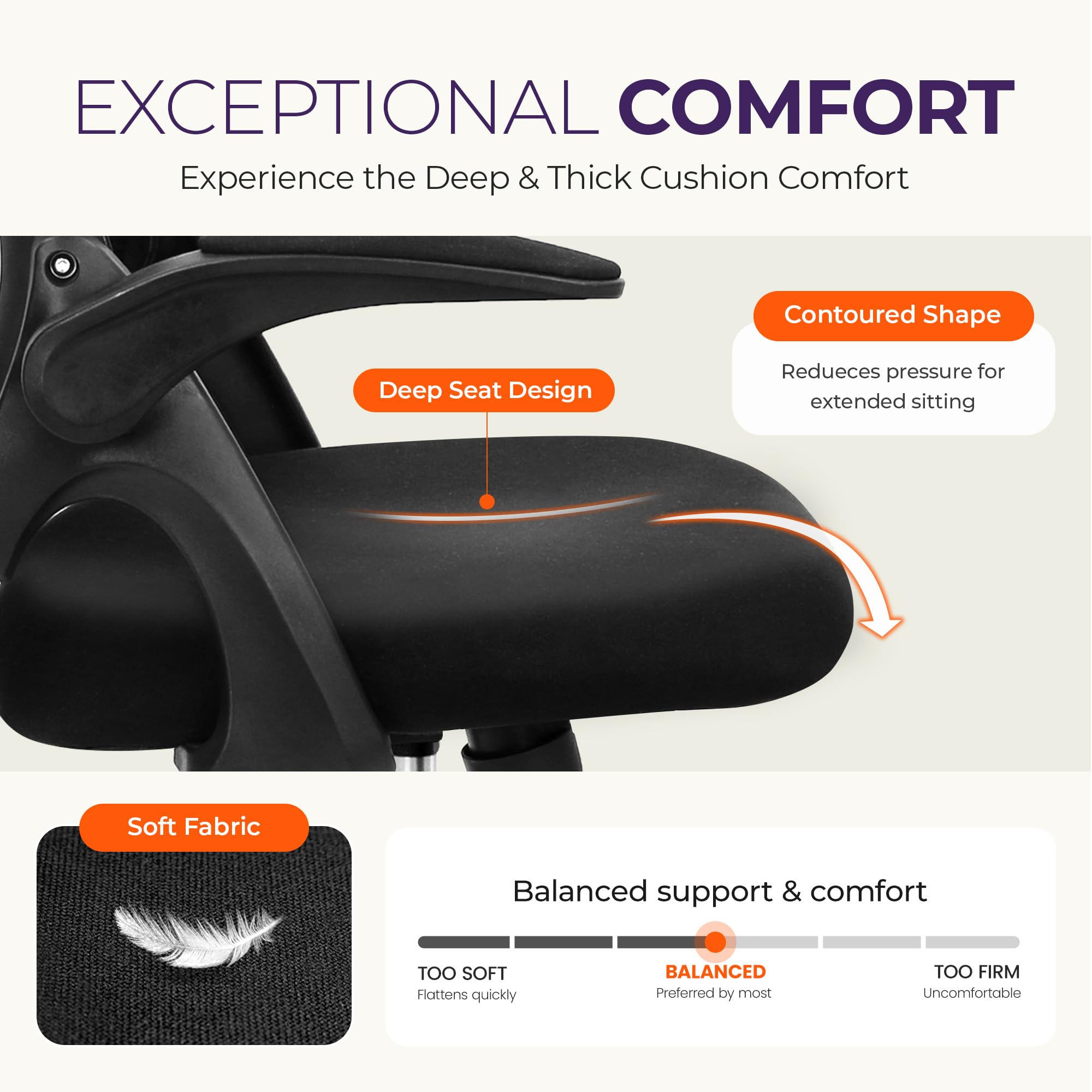 NEO CHAIR flip-up armrests offer space-saving convenience.