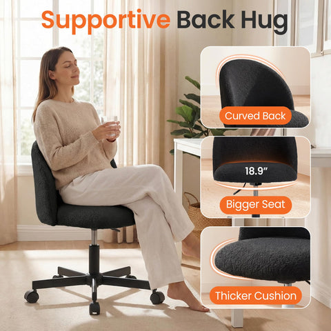 NEO CHAIR height-adjustable swivel helps tailor desk height quickly.