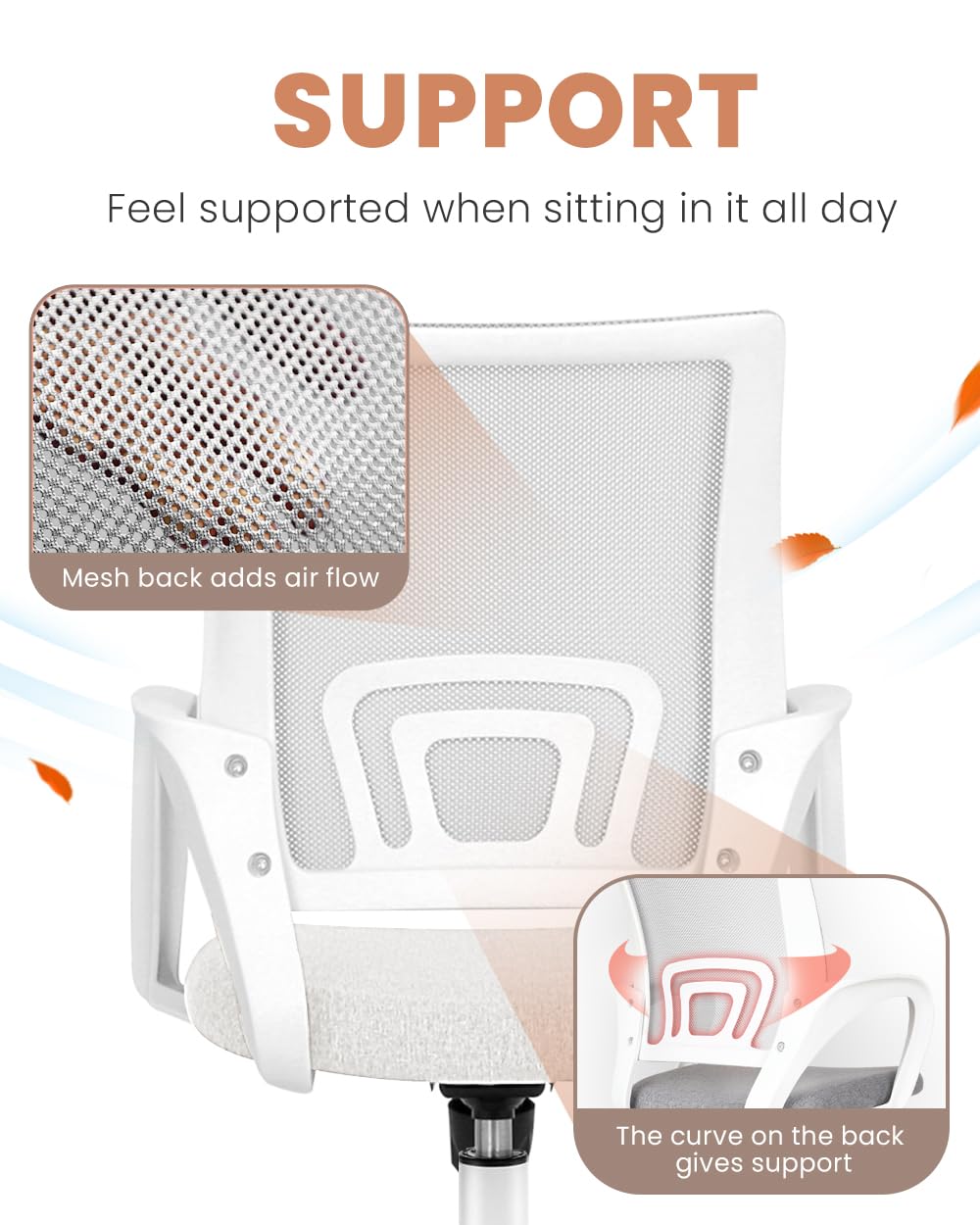 NEO CHAIR height adjustment lets you tailor seating to your desk.