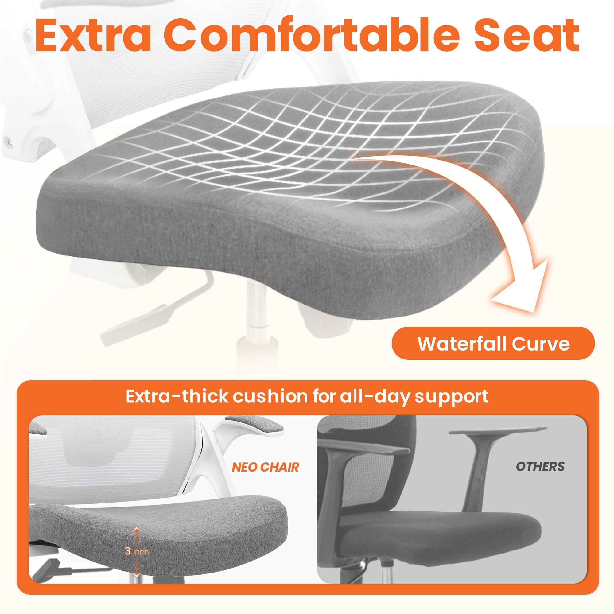NEO CHAIR height adjustment lets you tailor seat height to your desk