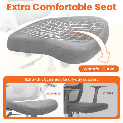 NEO CHAIR height adjustment lets you tailor seat height to your desk
